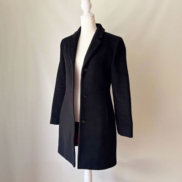 Wilfred Long Black Wool Coat - Picture 2 of 14